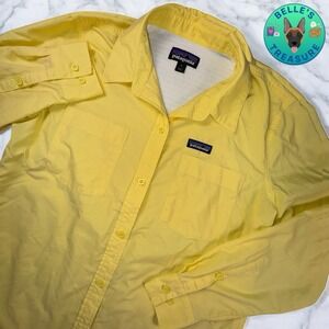 Patagonia Women's Small Sunny Yellow Roll Tab‎ Long Sleeve Anchor Bay Button Up
